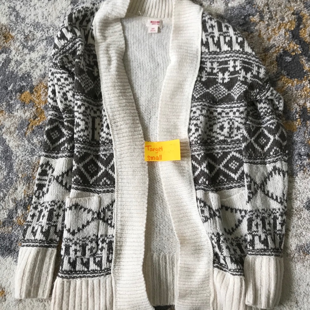 Grey and white cardigan